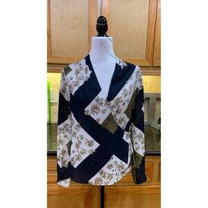 Ted Baker Pheadra Pearl Printed Wrap Blouse Size 2 EUC